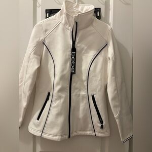Bebe Women's White Ski Jacket with Black Accents
